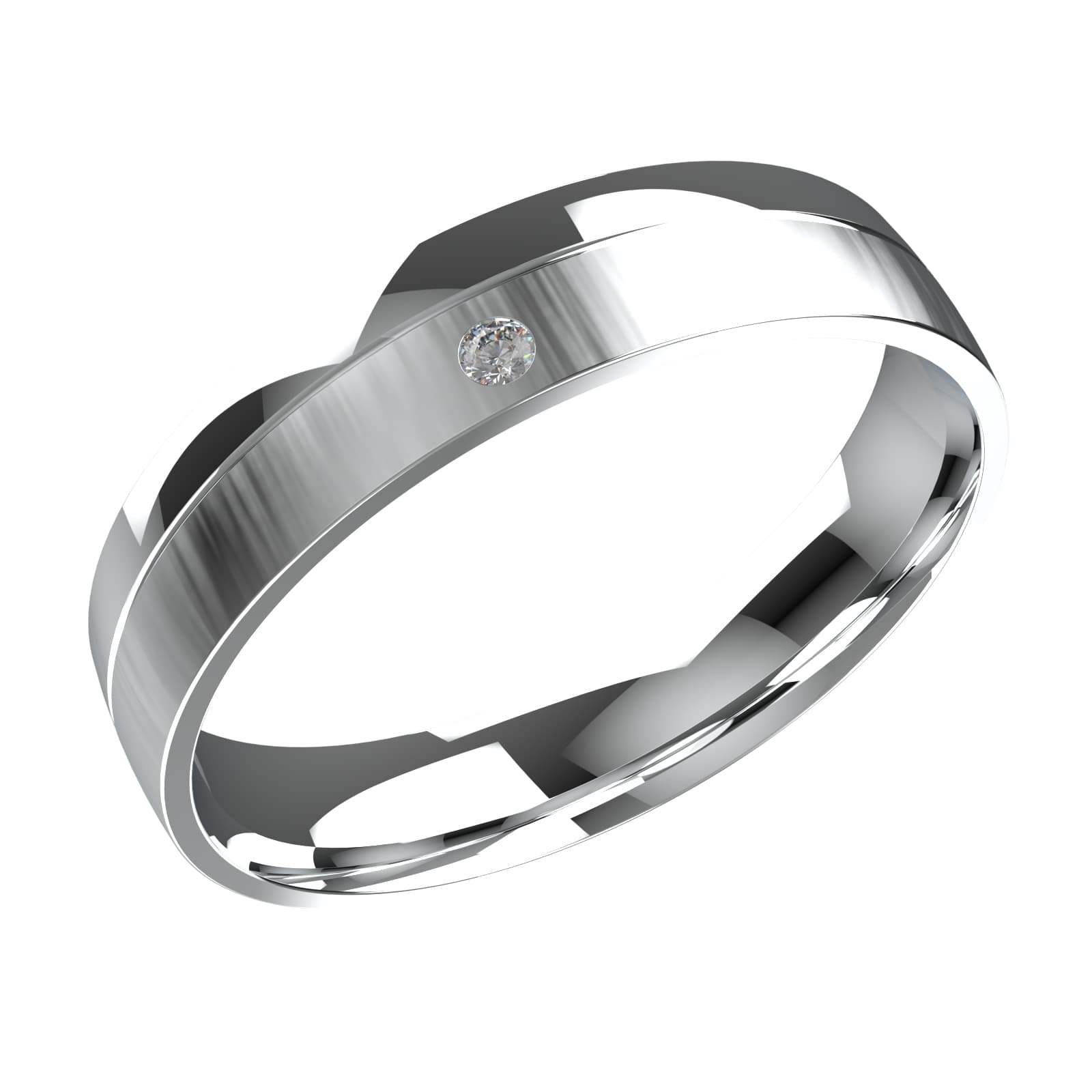 Кольцо обручальное из золота 585 с фианитами