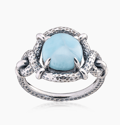 Кольцо из серебра 925 с ларимарами