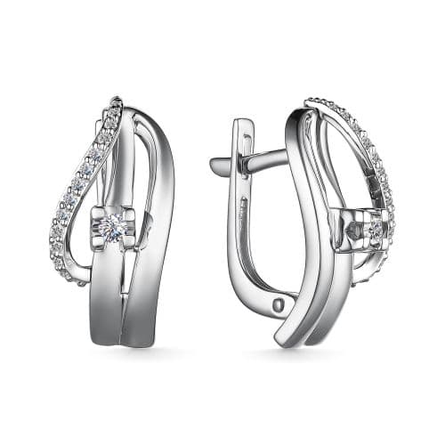 Серьги из золота 585 с бриллиантом