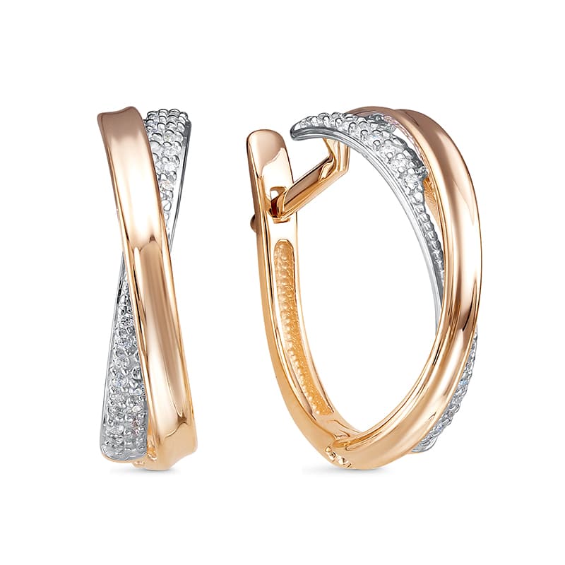 Серьги из золота 585 с фианит