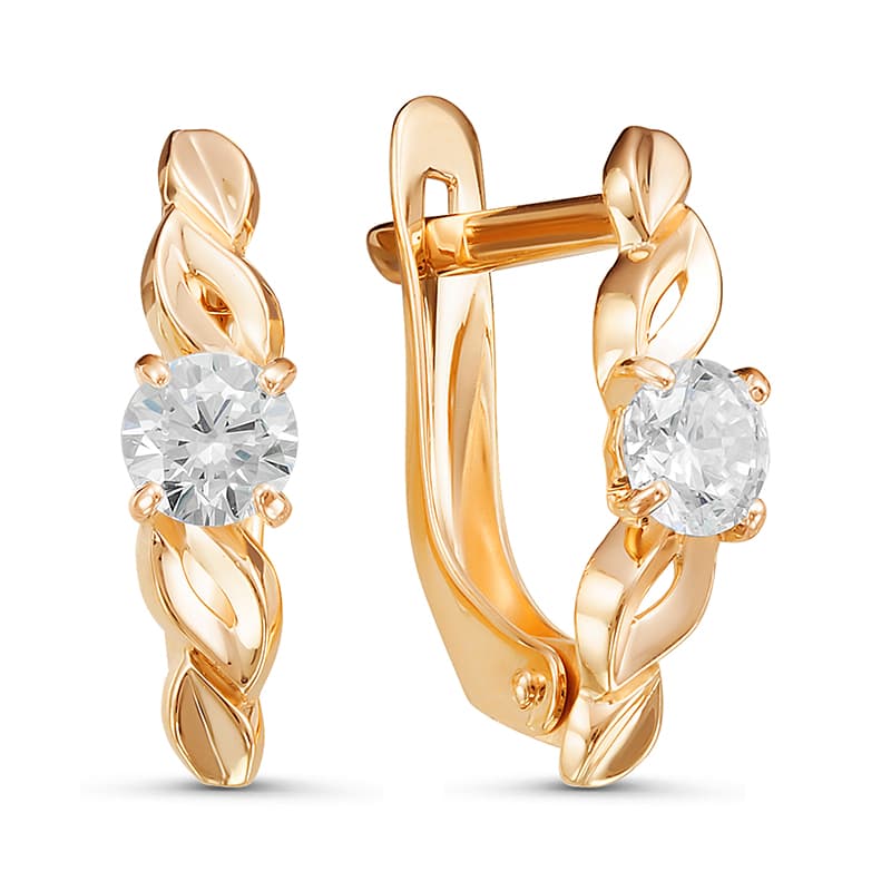 Серьги из золота 585 с фианитами