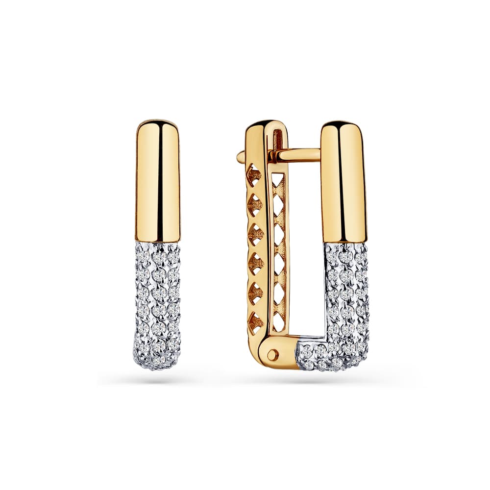 Серьги из золота 585 с  фианит