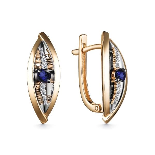 Серьги из золота 585 с сапфирами