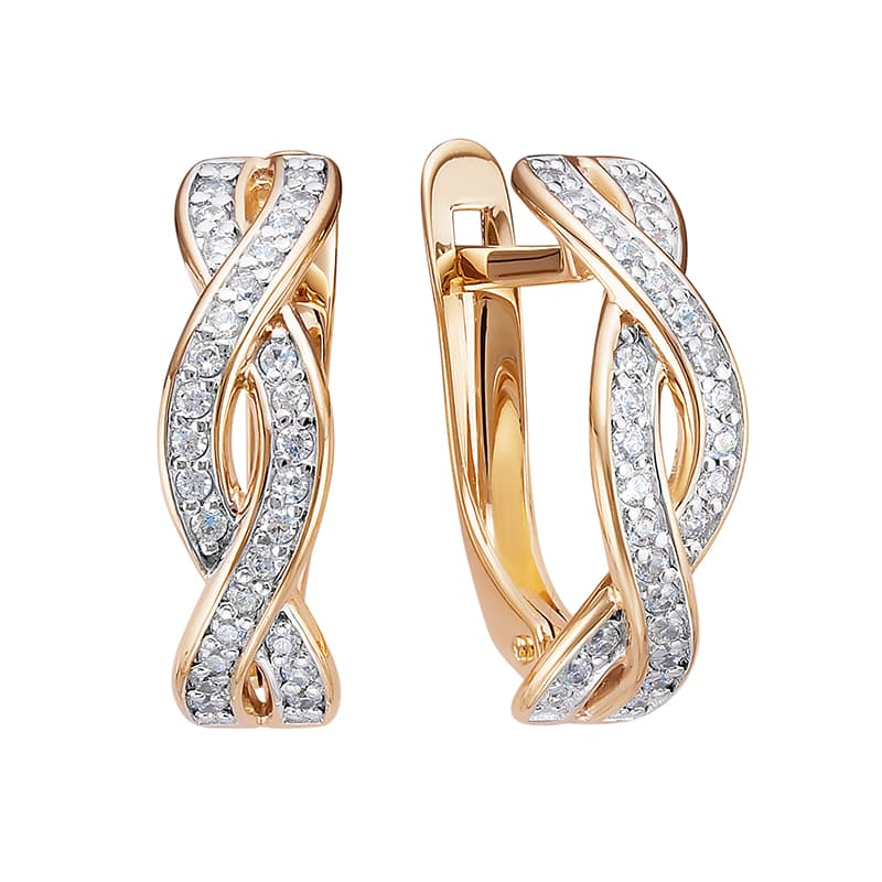 Серьги из золота 585 с фианит