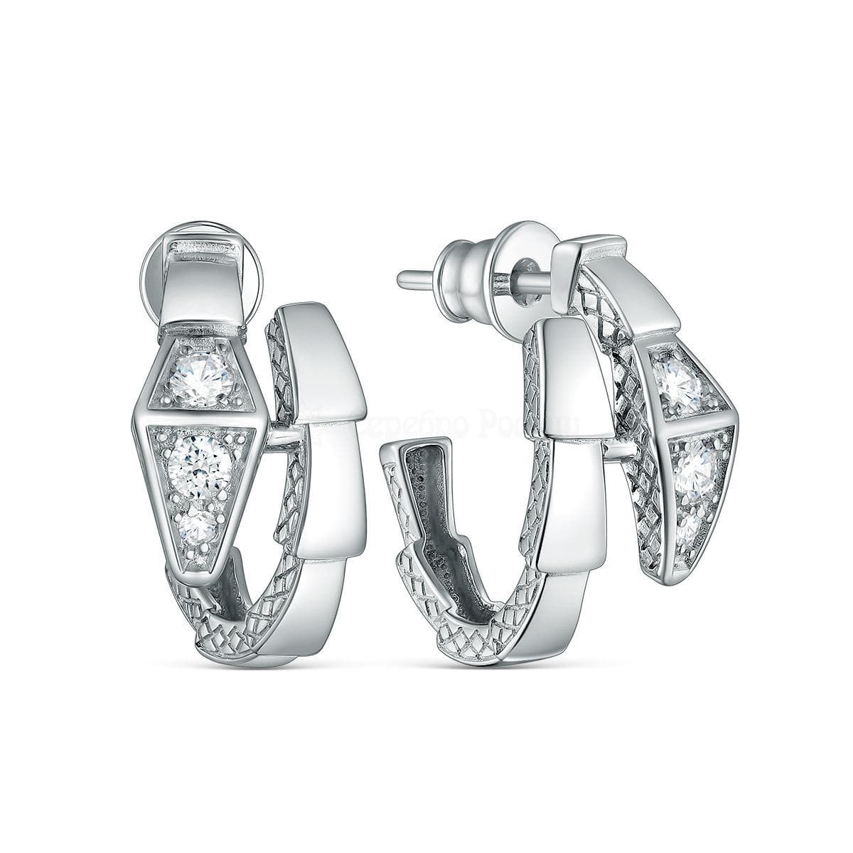 Серьги из серебра 925 с фианитами