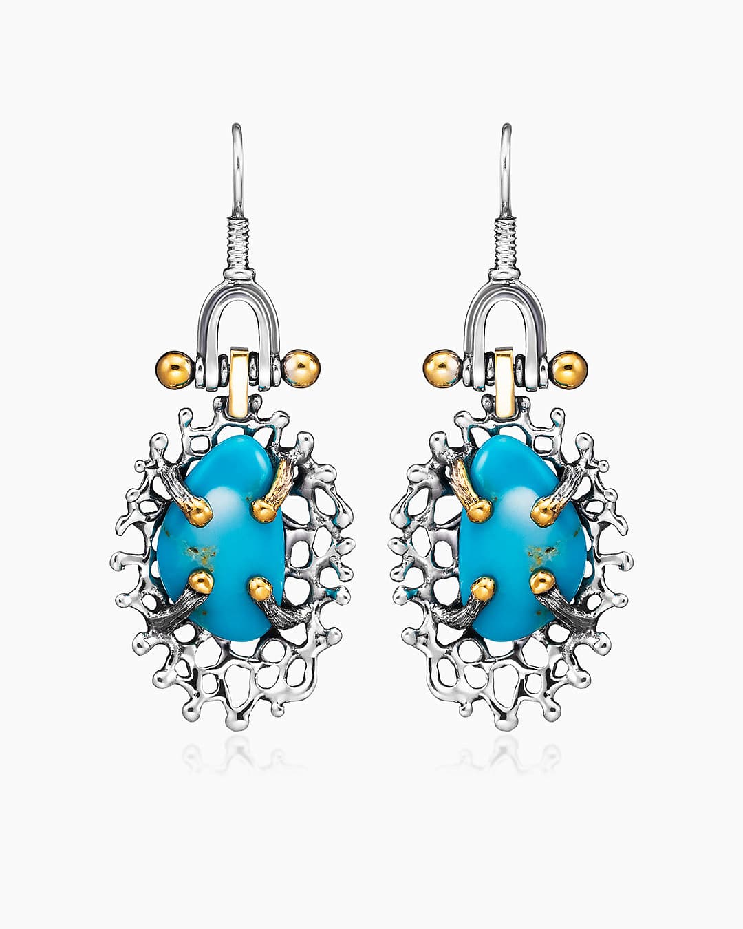 Серьги из серебра 925 с  бирюзой