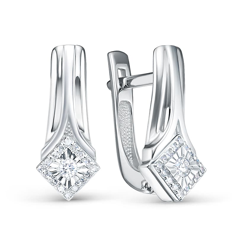 Серьги из золота 585 с бриллиантом