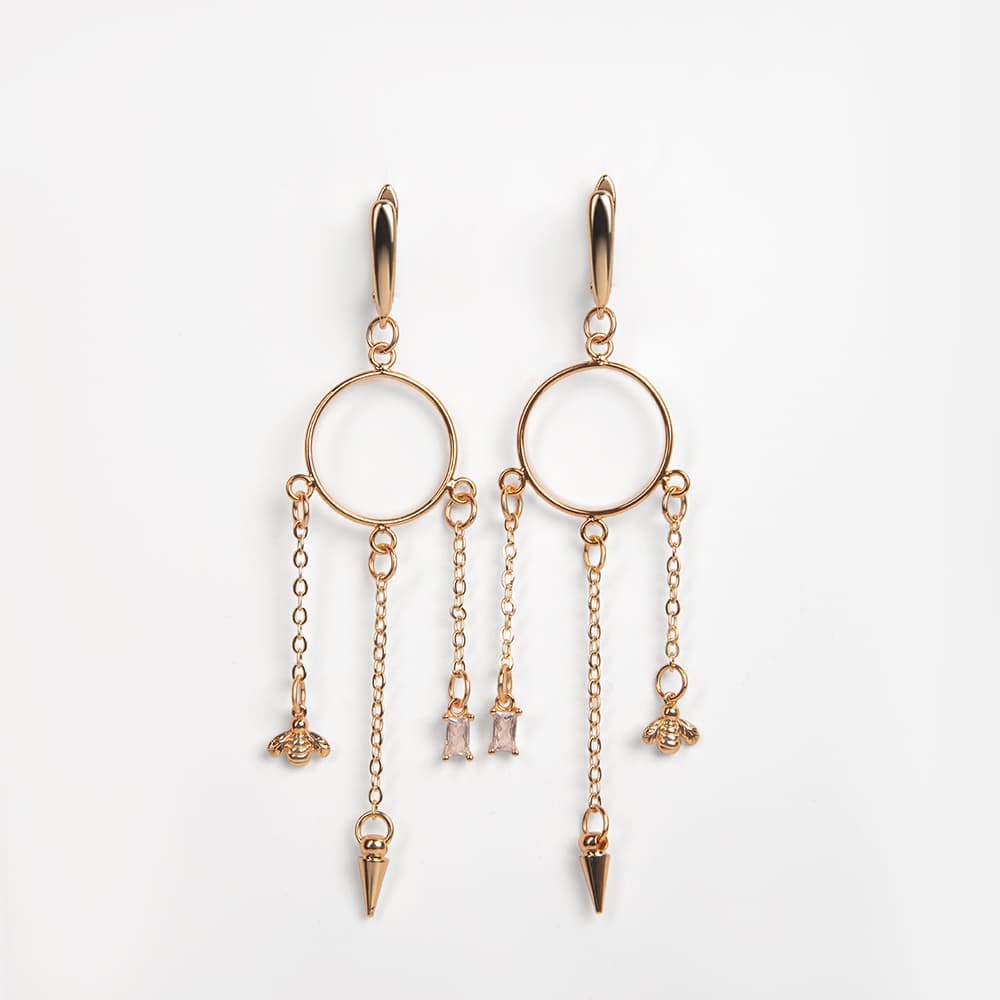 Серьги из стали с ювелирным стеклом