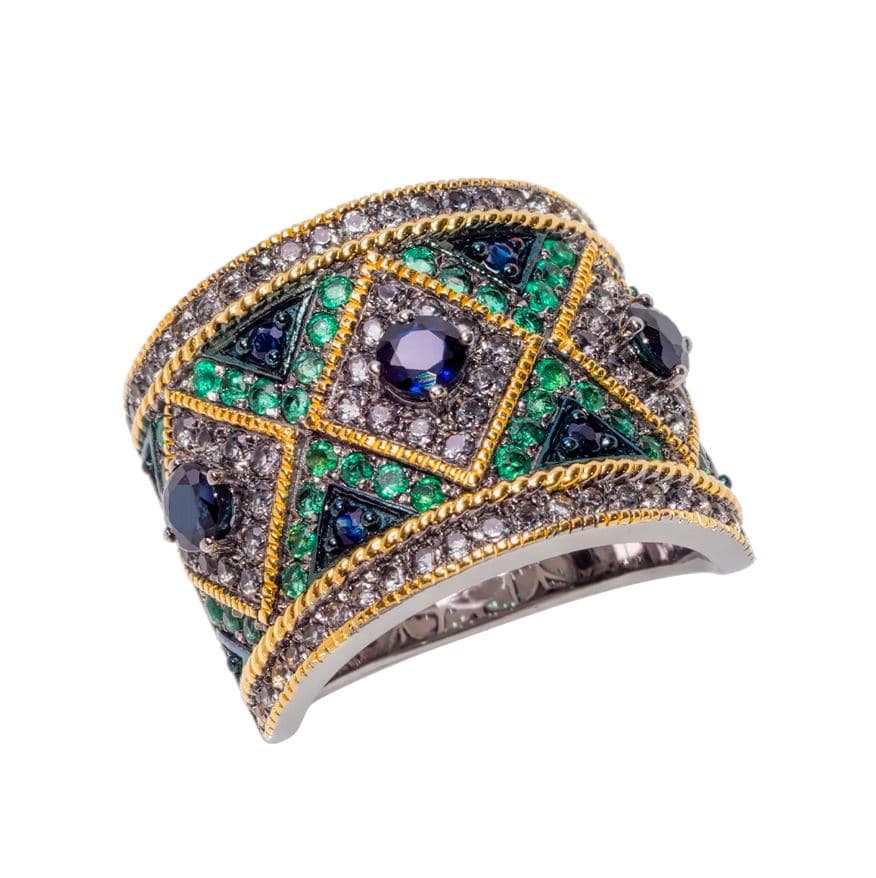 Кольцо из серебра 925 с сапфирами