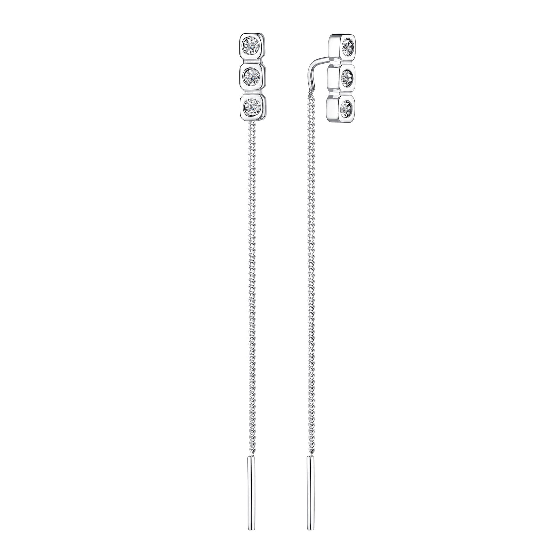 Серьги из серебра 925 с бриллиантами