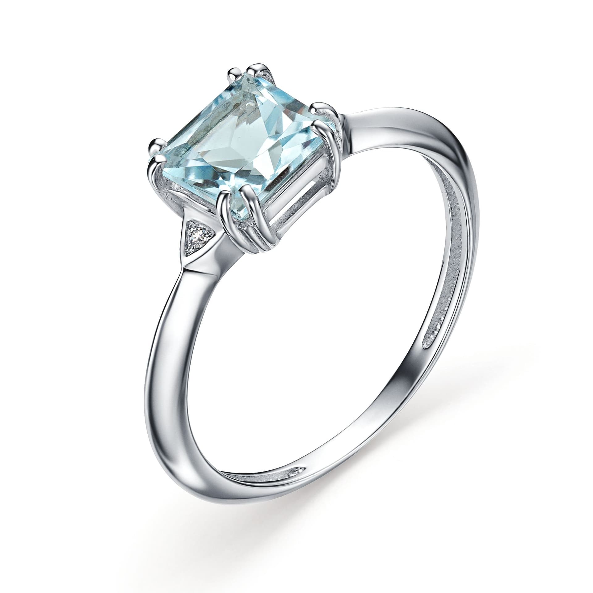 Кольцо из серебра 925 с топазом sky blue