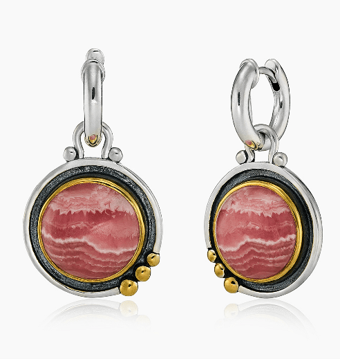 Серьги из серебра 925 с  родохрозитом