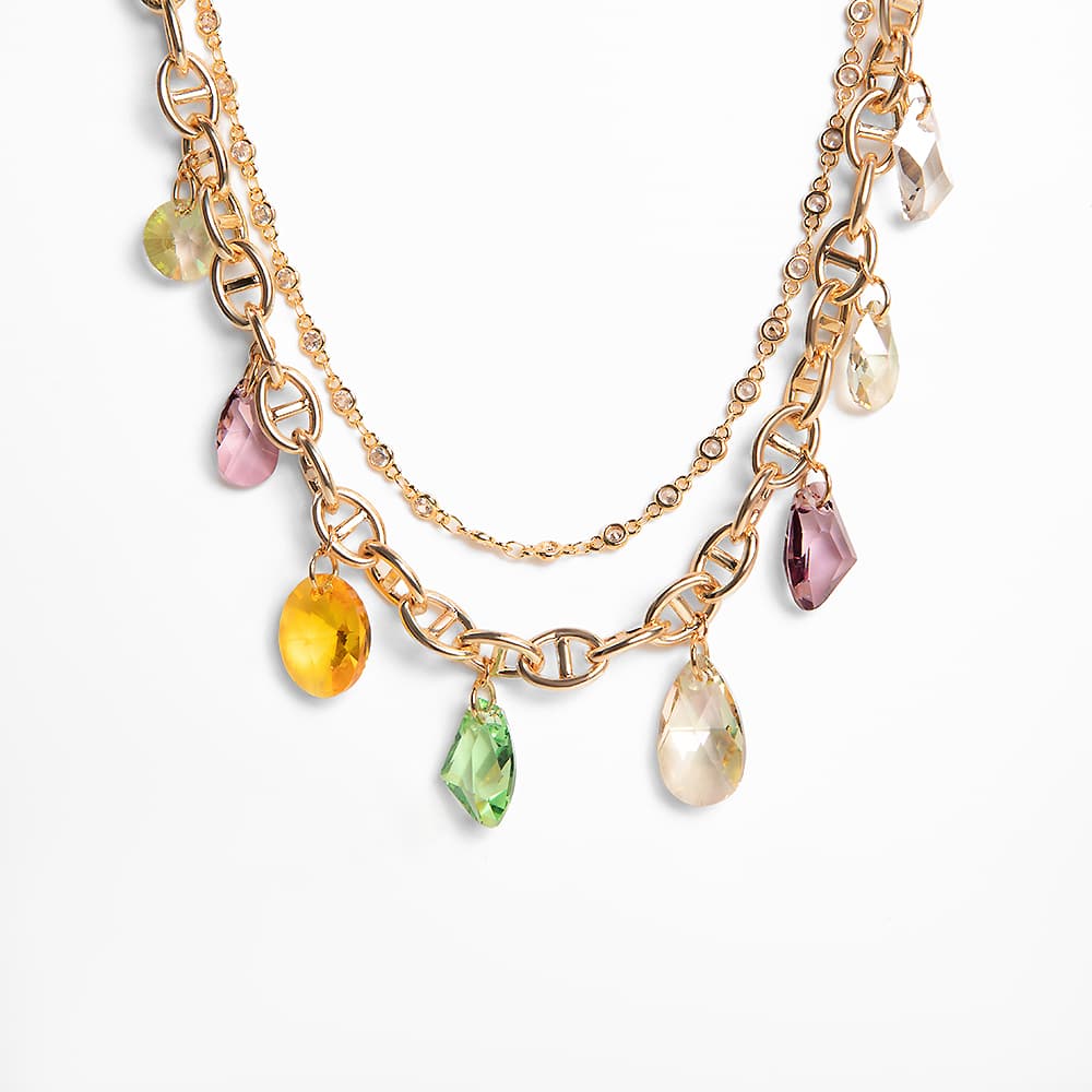 Колье из стали с кристаллом swarovski