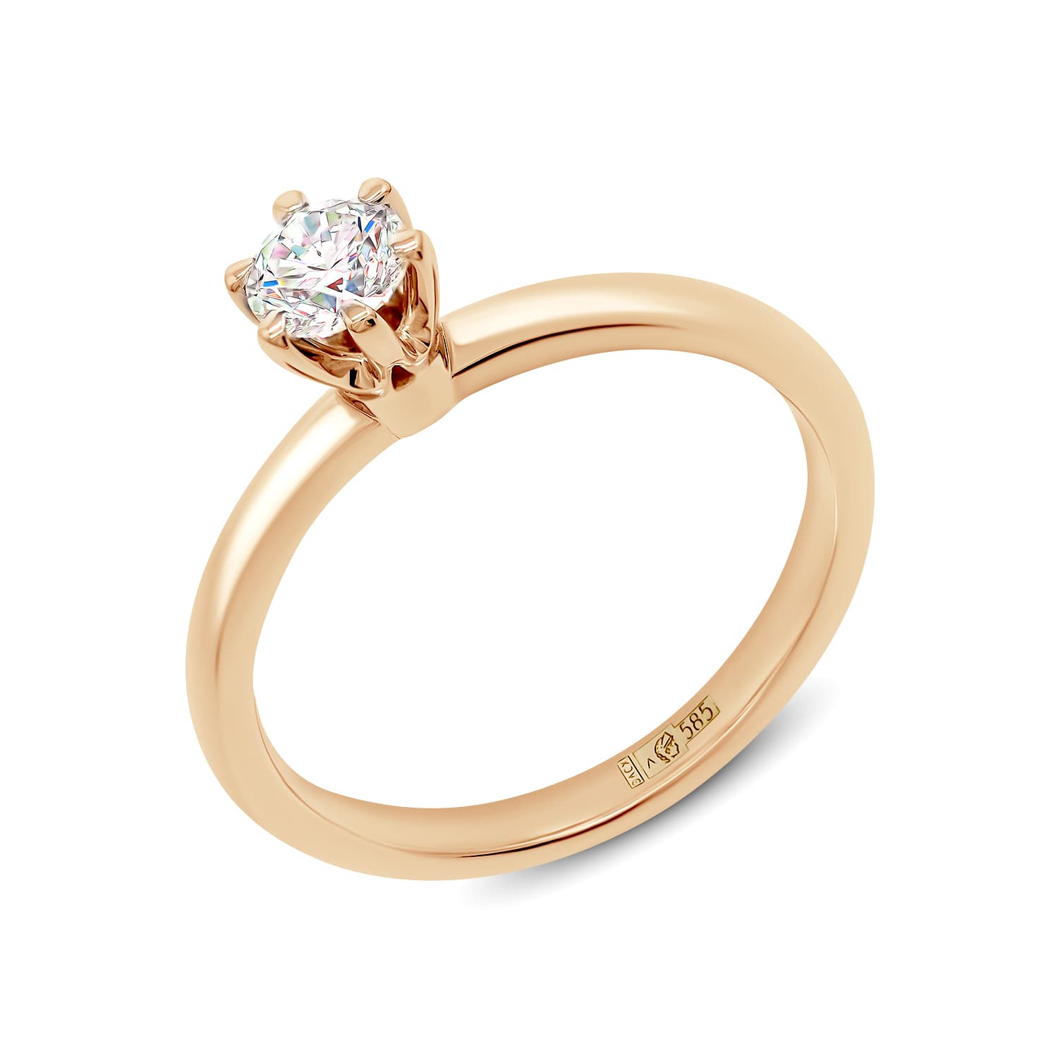 Кольцо из золота 585 с выращенным бриллиантом