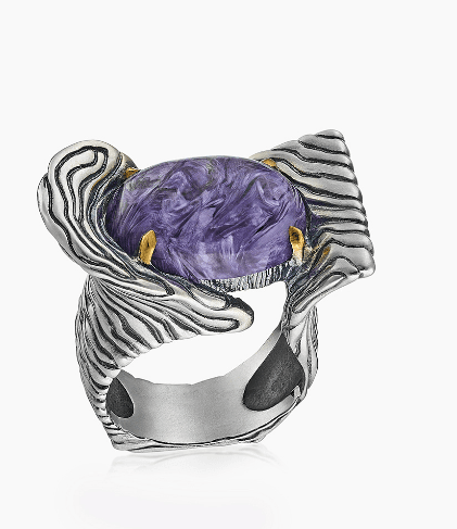 Кольцо из серебра 925 с  чароит