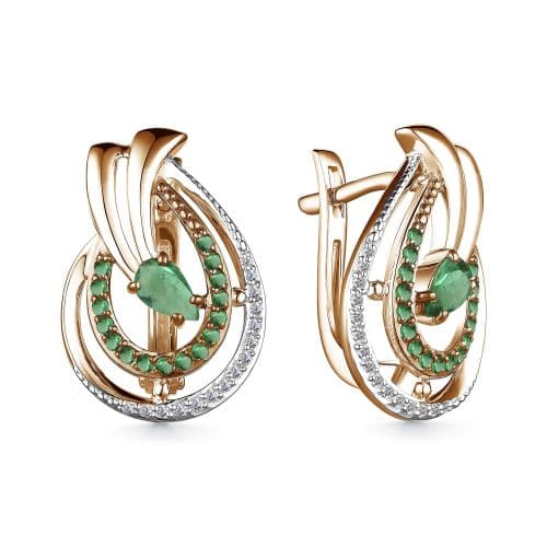 Серьги из золота 585 с изумрудами