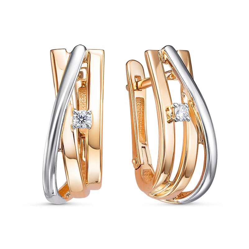 Серьги из золота 585 с бриллиантом