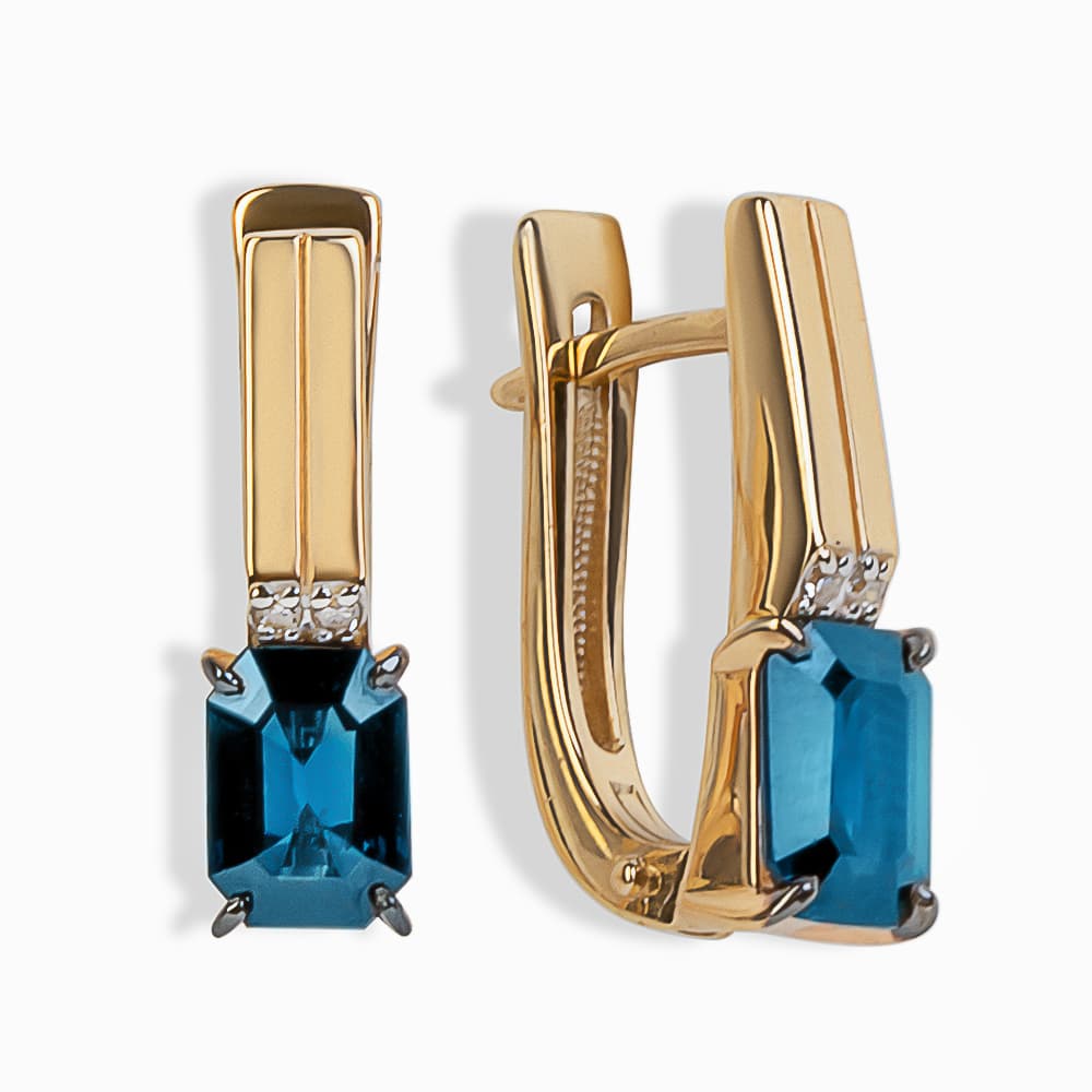 Серьги из золота 585 с сапфиром