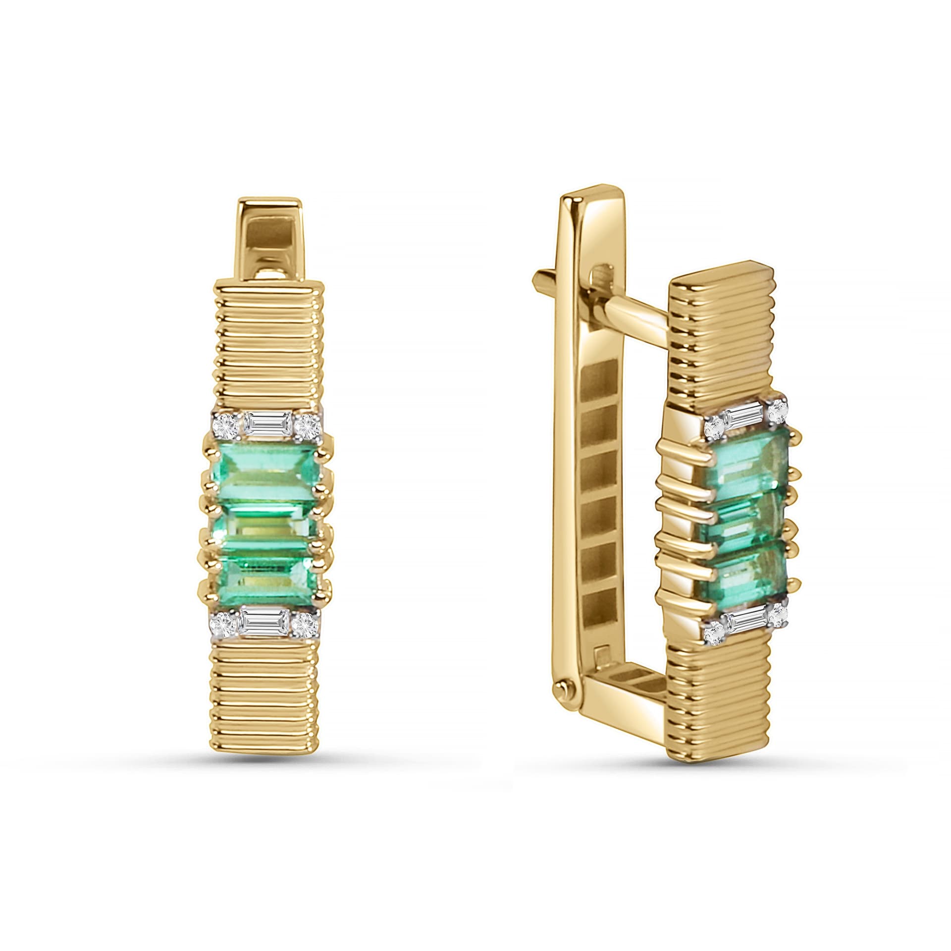 Серьги из золота 585 с изумрудами