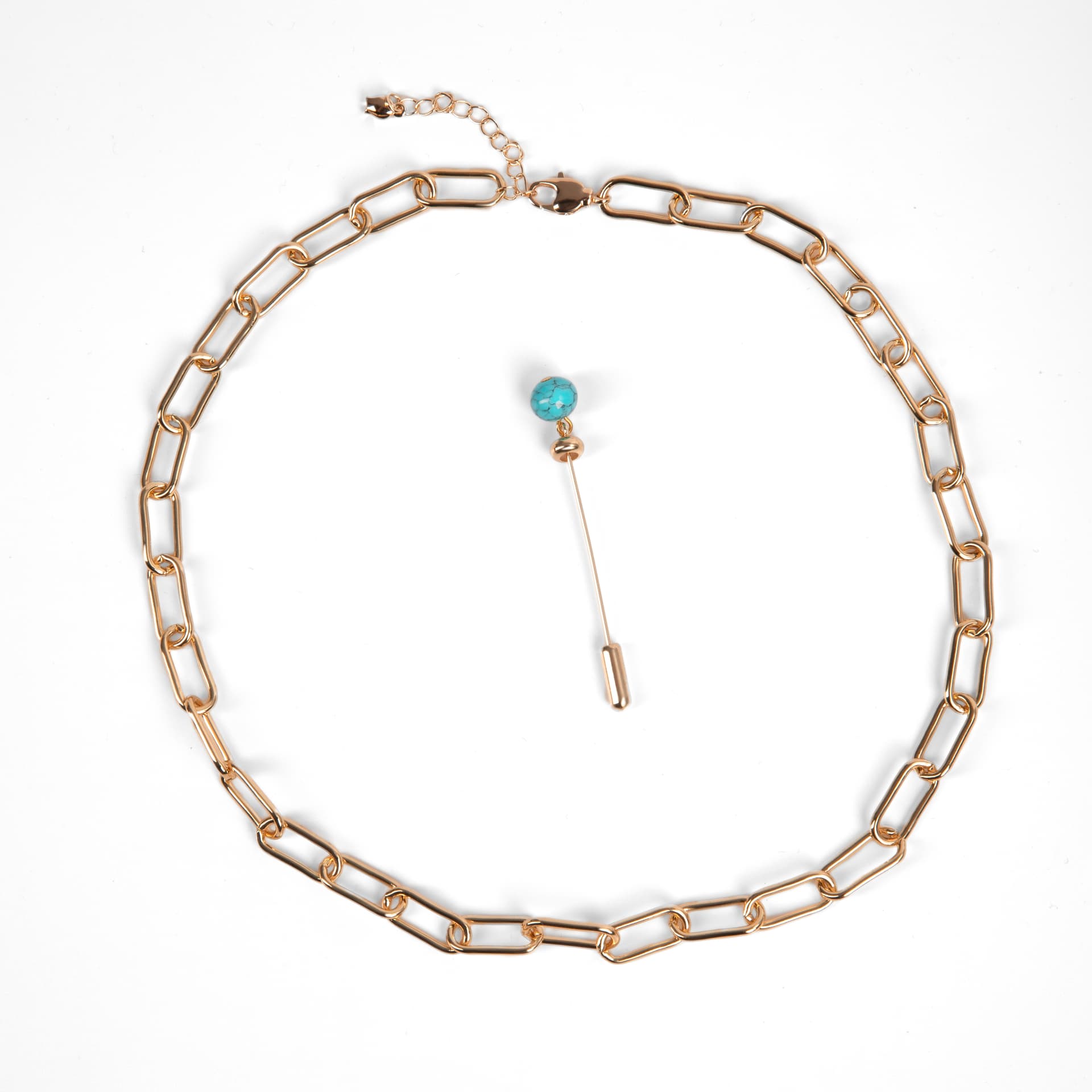 Колье из стали с бирюзой