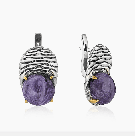 Серьги из серебра 925 с  чароит
