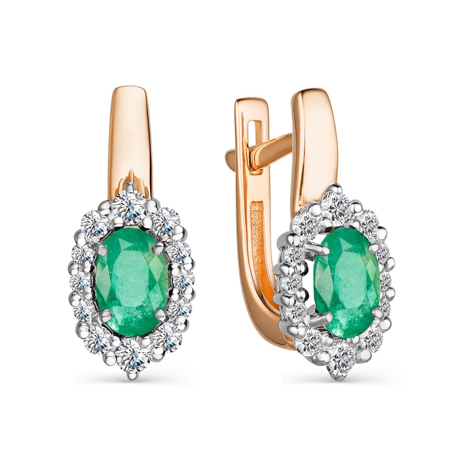 Серьги из золота 585 с изумрудом