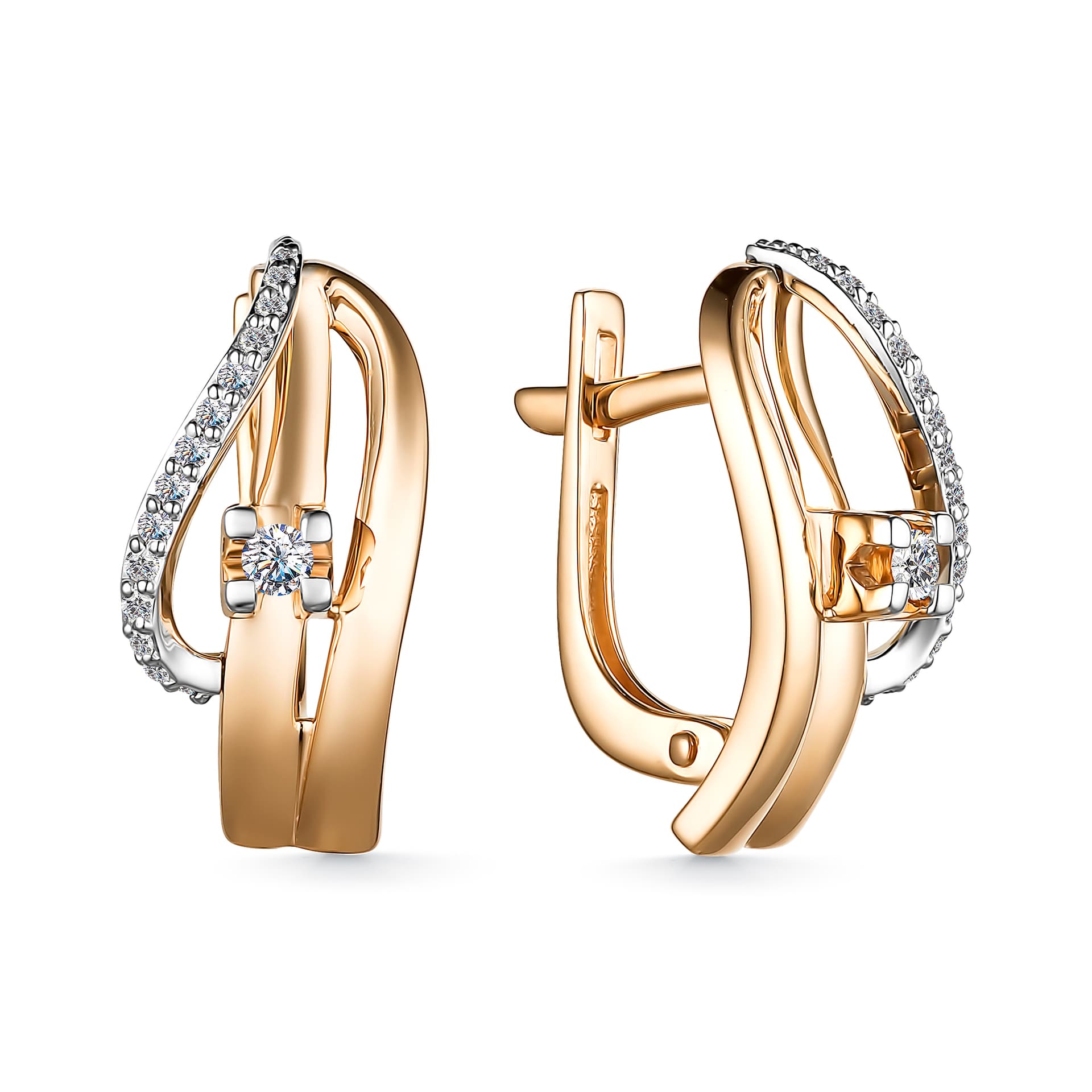 Серьги из золота 585 с бриллиантом