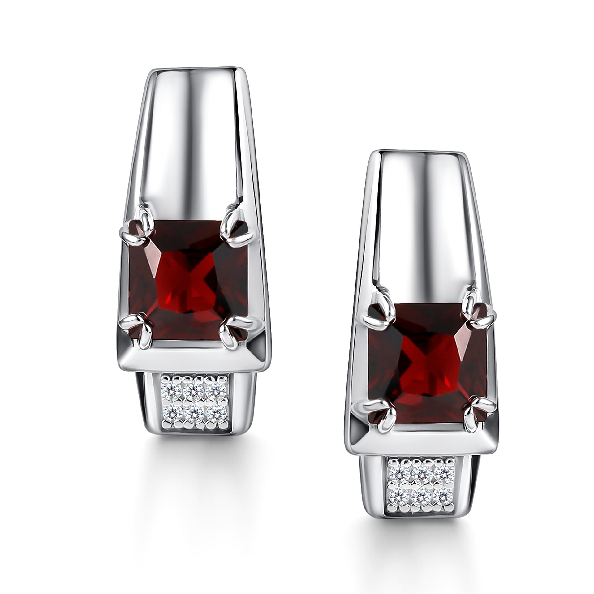 Серьги из серебра 925 с гранатами