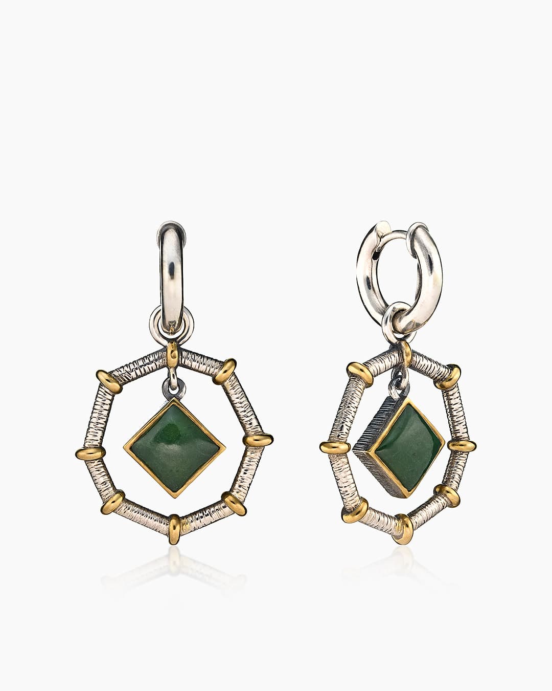 Серьги из серебра 925 с  нефритом