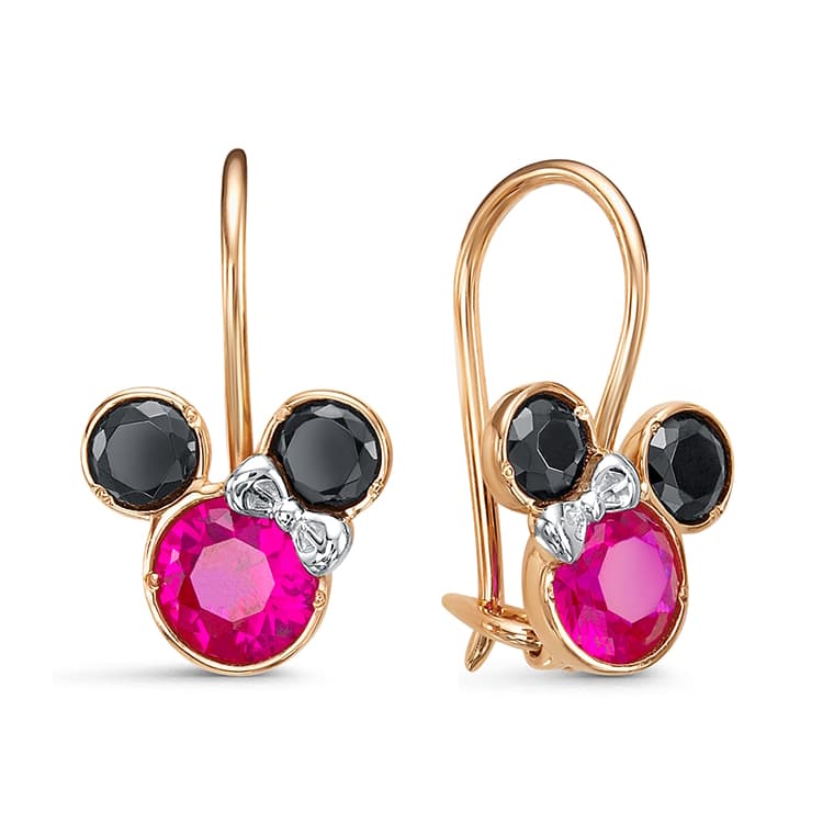 Серьги детские из золота 585 с фианитами