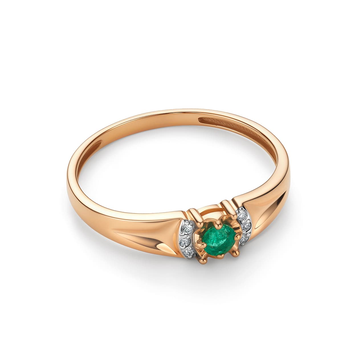 Кольцо из золота 585 с изумрудами