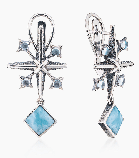 Серьги из серебра 925 с  ларимар
