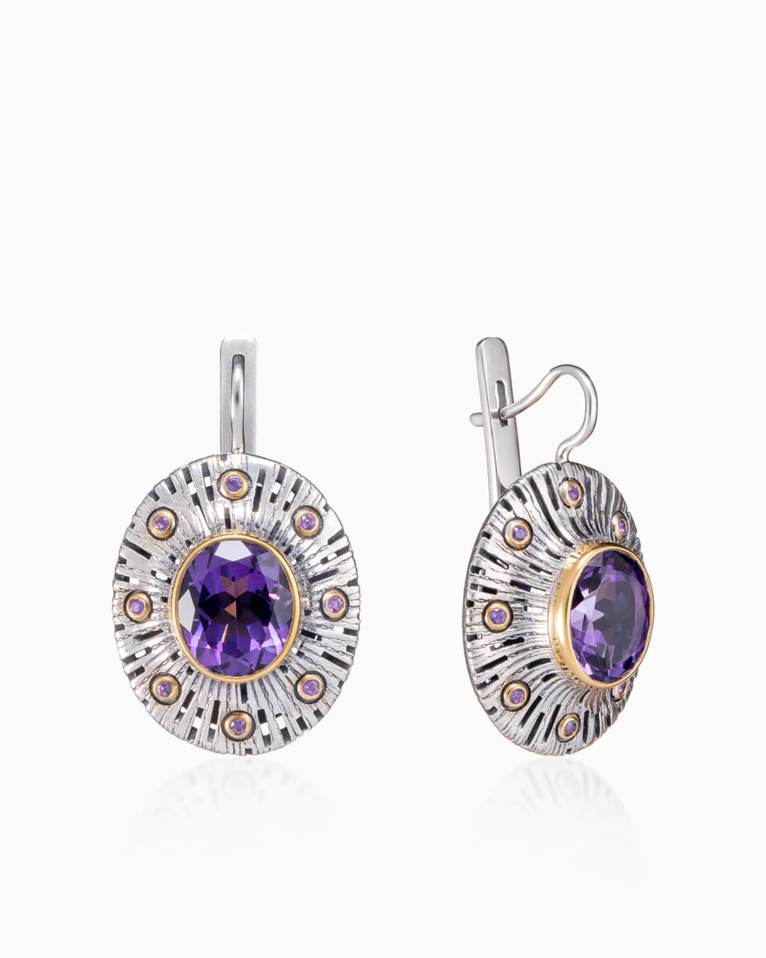 Серьги из серебра 925 с аметистами