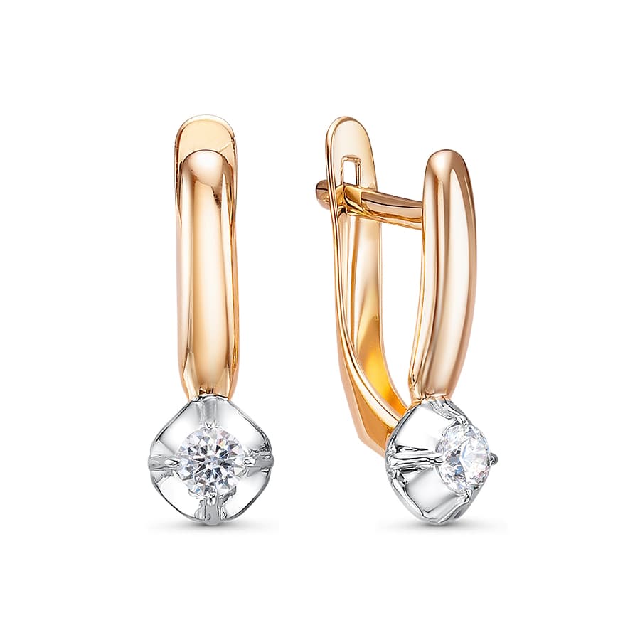 Серьги из золота 585 с фианит