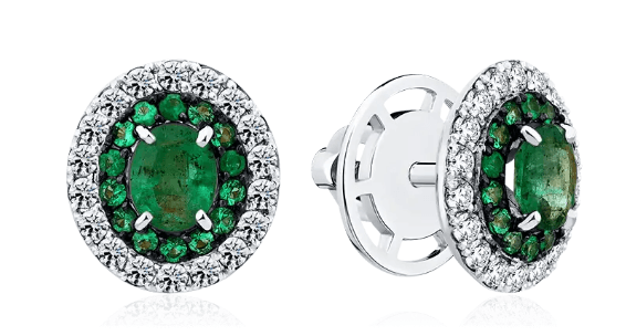 Серьги из золота 585 с изумрудами