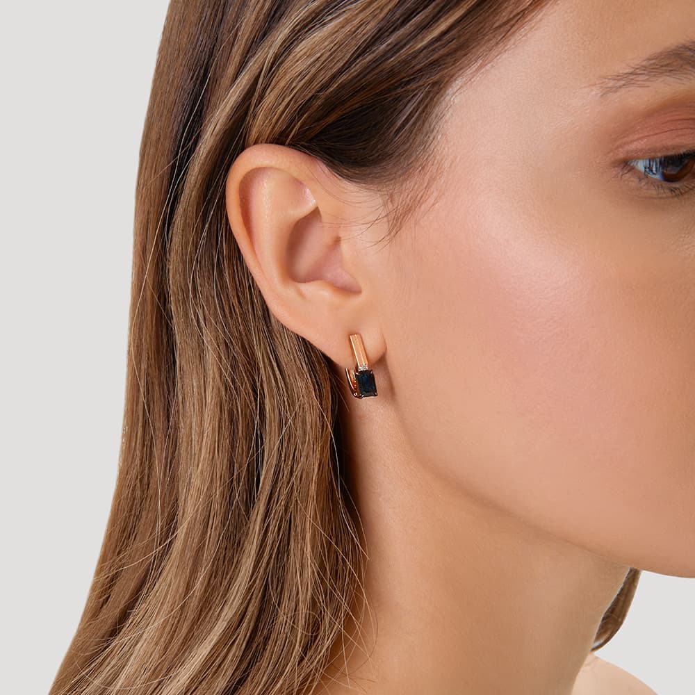 Серьги из золота 585 с сапфиром