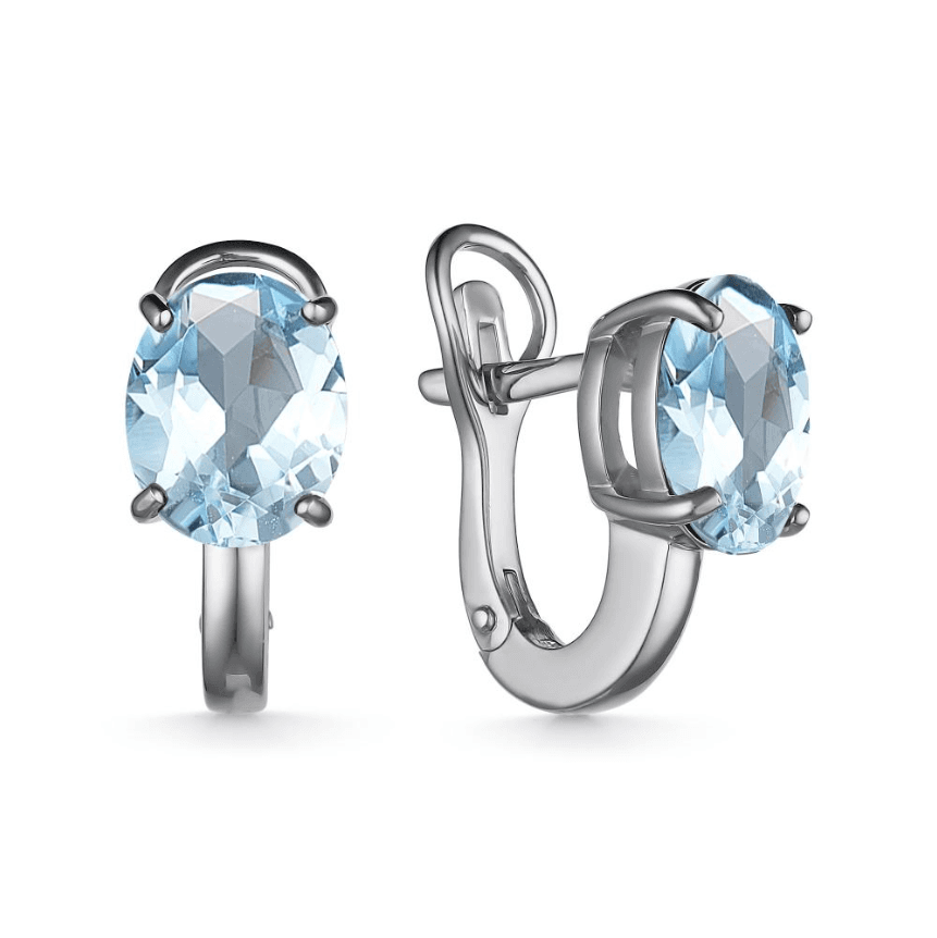 Серьги из серебра 925 с топазами sky blue