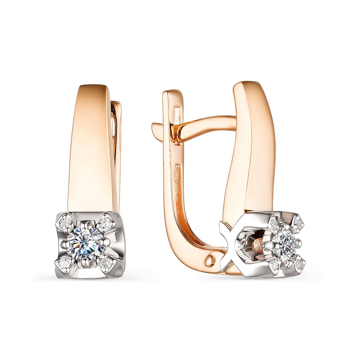 Серьги из золота 585 с бриллиантом