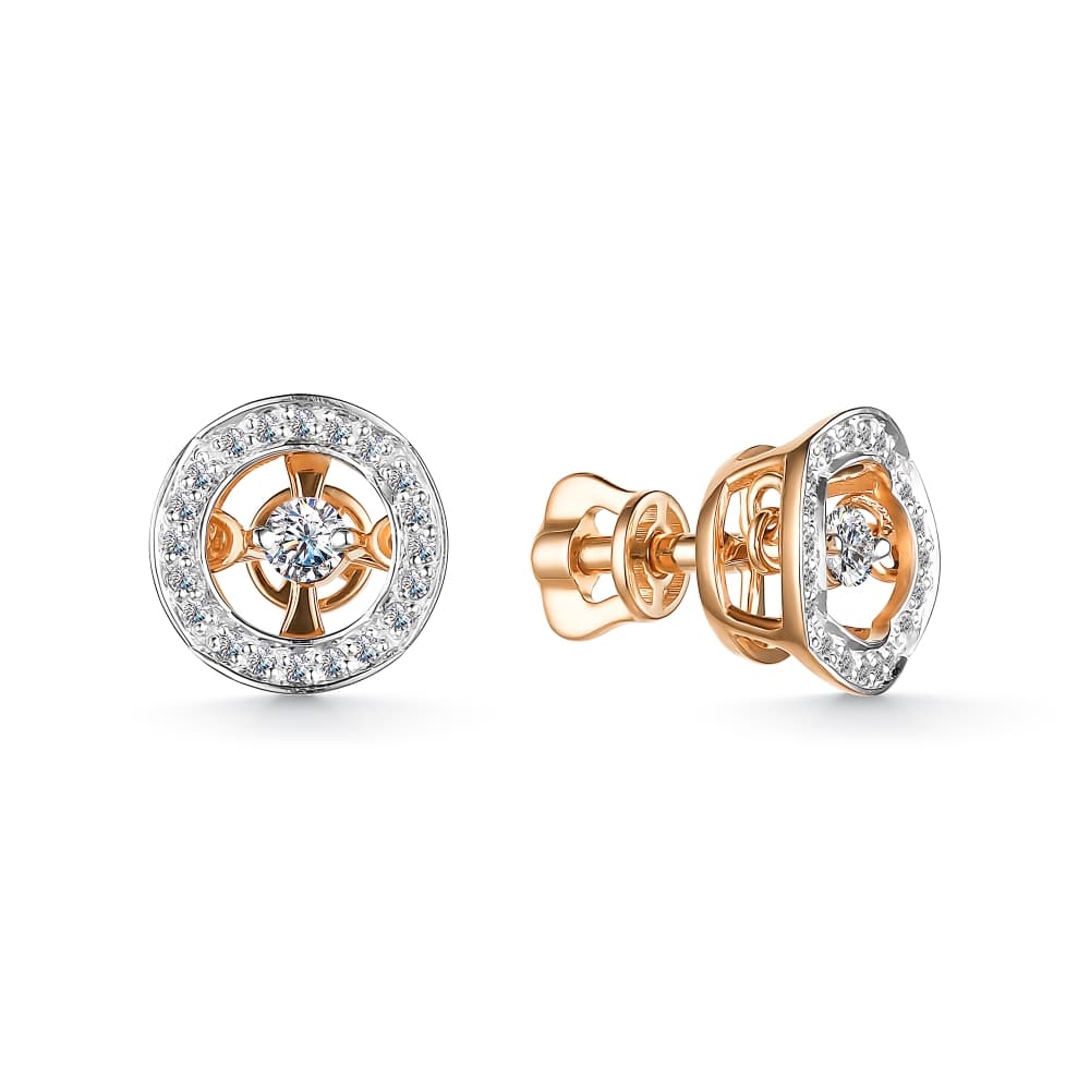 Серьги из золота 585 с бриллиантом