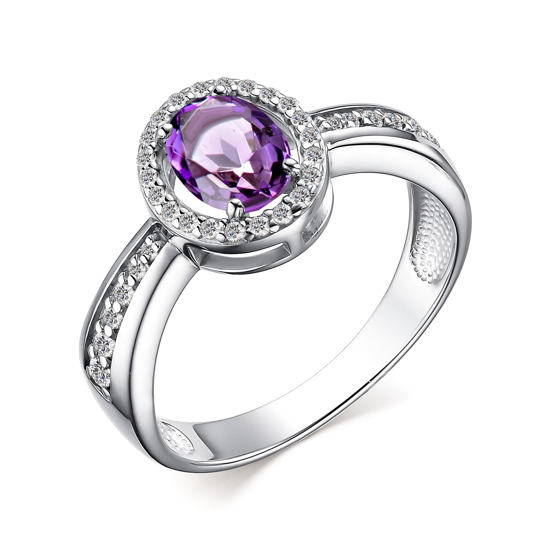 Кольцо из серебра 925 с аметистами