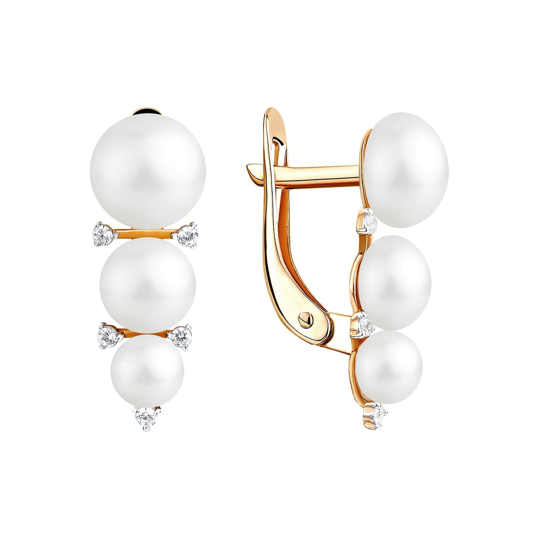 Серьги из золота 585 с  жемчугом