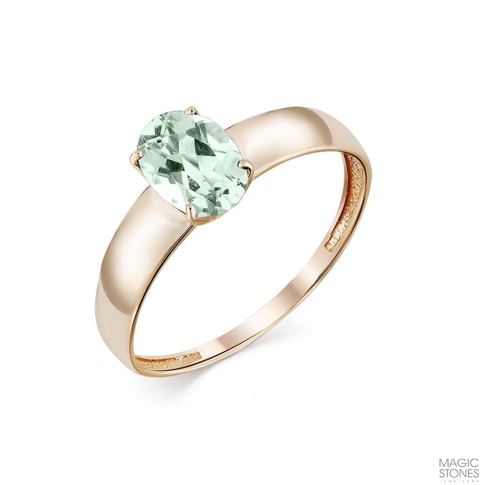 Кольцо из золота 585 с празиолитами