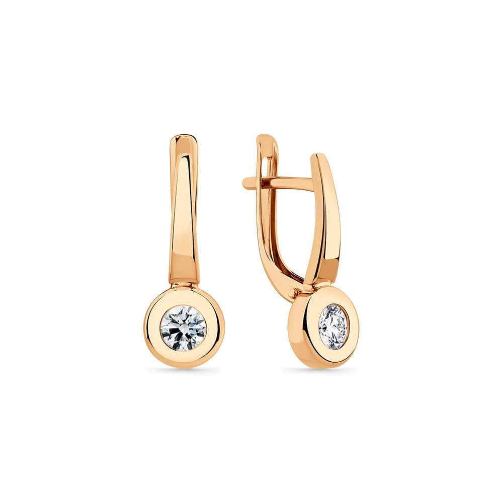 Серьги из золота 585 с  фианит