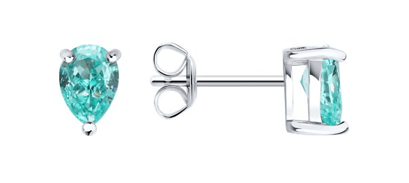 Серьги из серебра 925 с фианитами