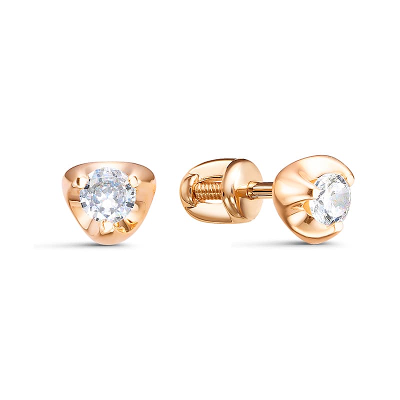 Серьги из золота 585 с фианит