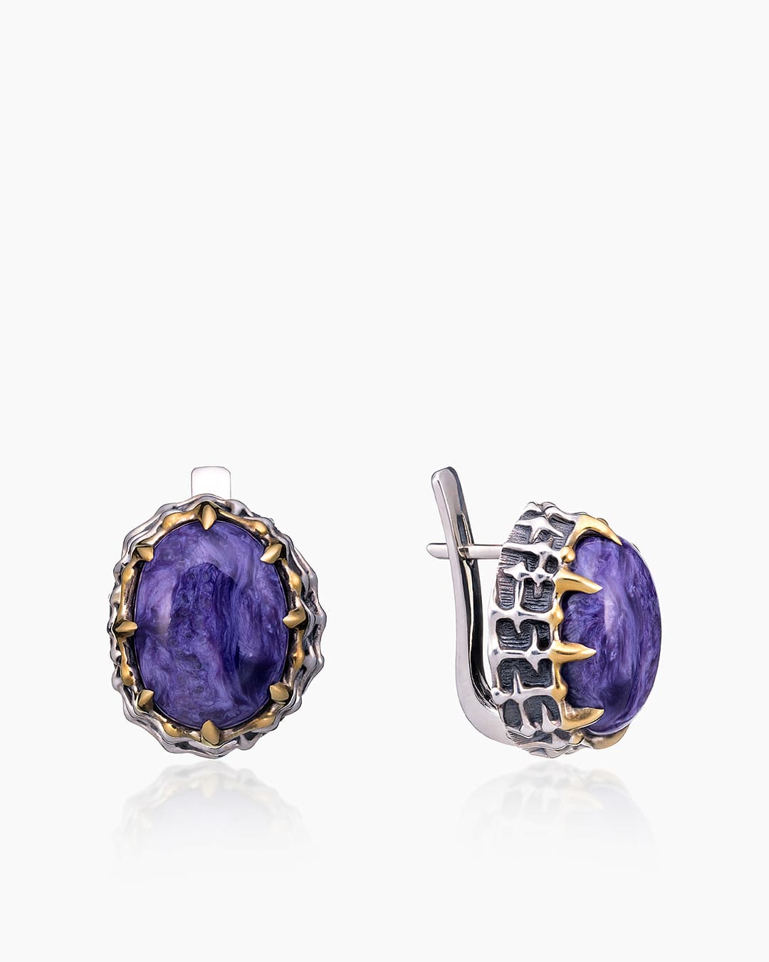 Серьги из серебра 925 с чароитами