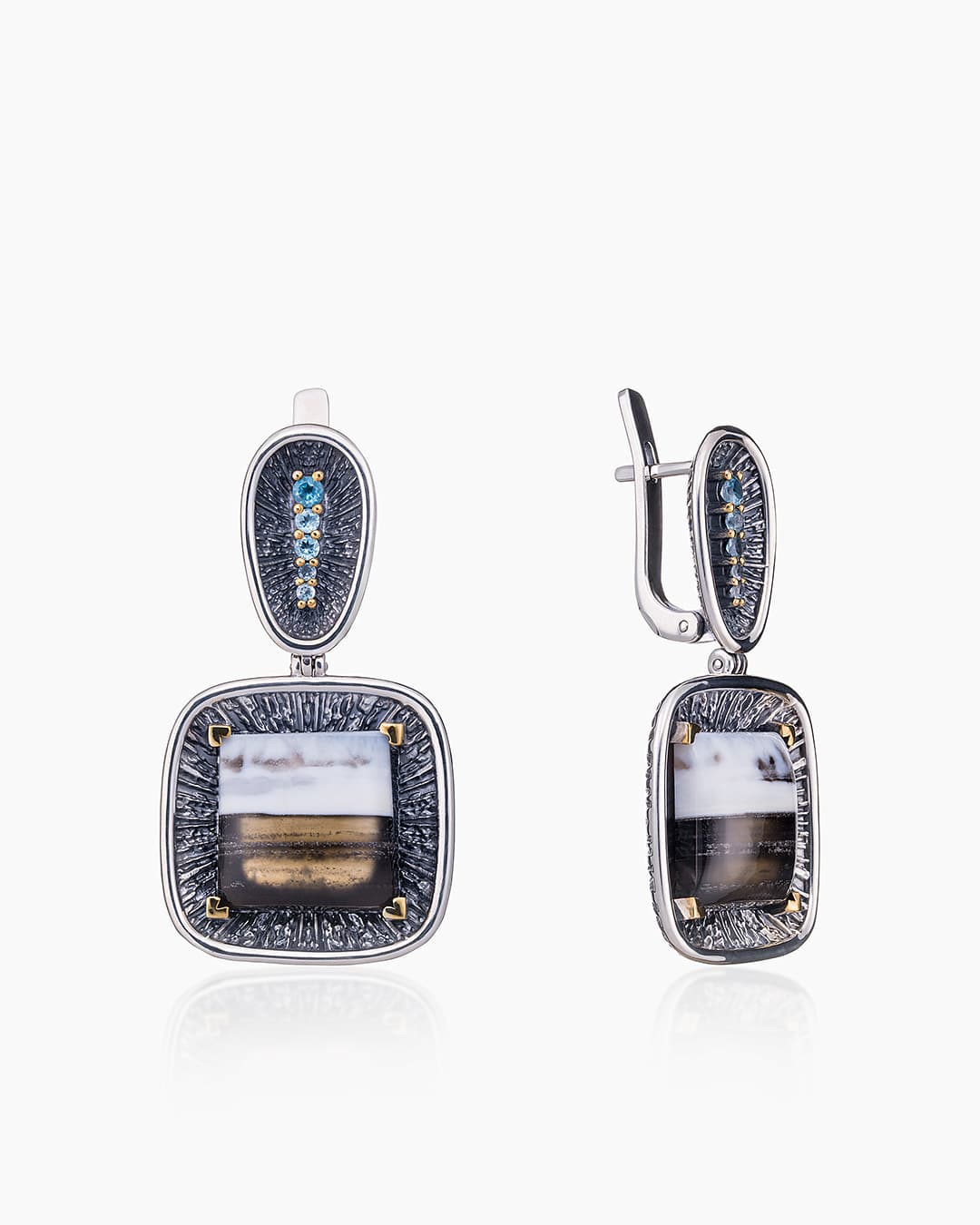 Серьги из серебра 925 с агатами