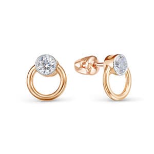 Серьги из золота 585 с фианит