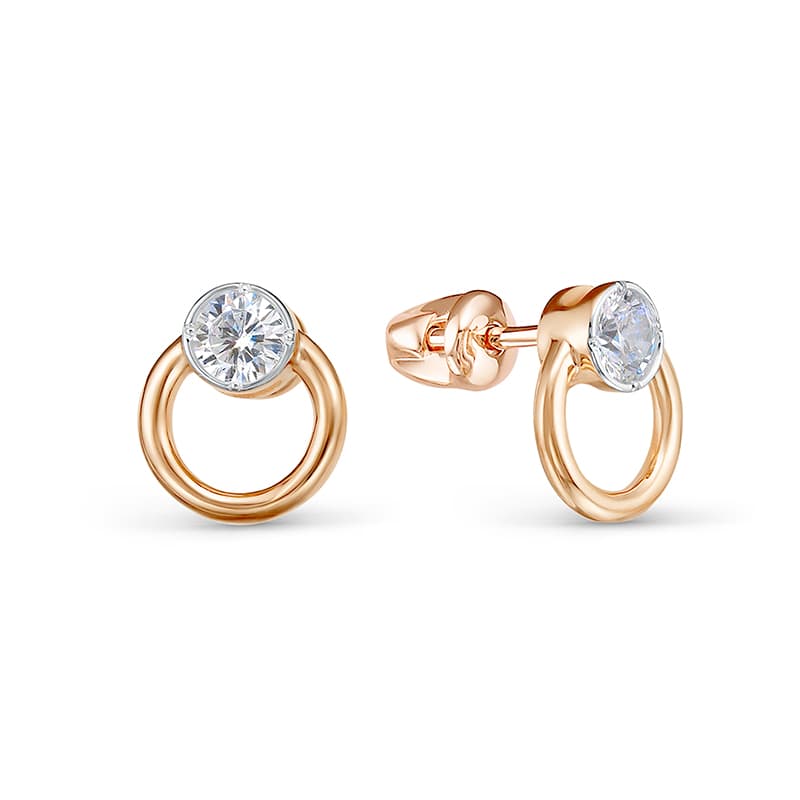 Серьги из золота 585 с фианит