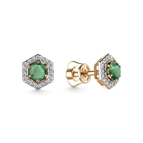 Серьги из золота 585 с изумрудами